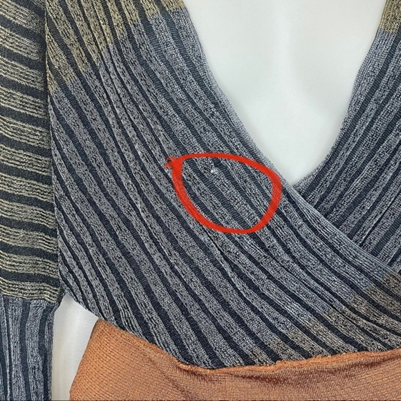 Free People Pluto Faux Wrap Multicolor Long Sleeve Ribbed Top Size Small NWT - Picture 5 of 12